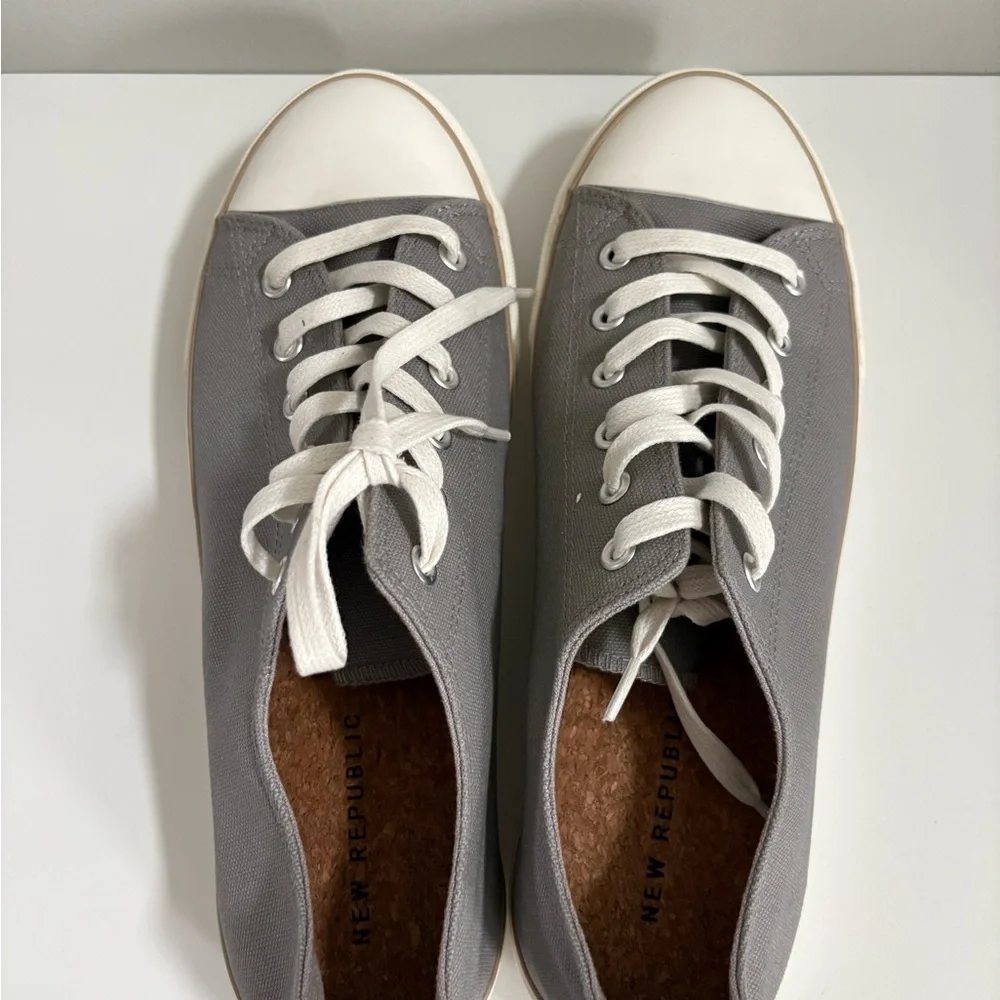 New Republic Gray Canvas Lace-Up Low Top Sneakers for Men